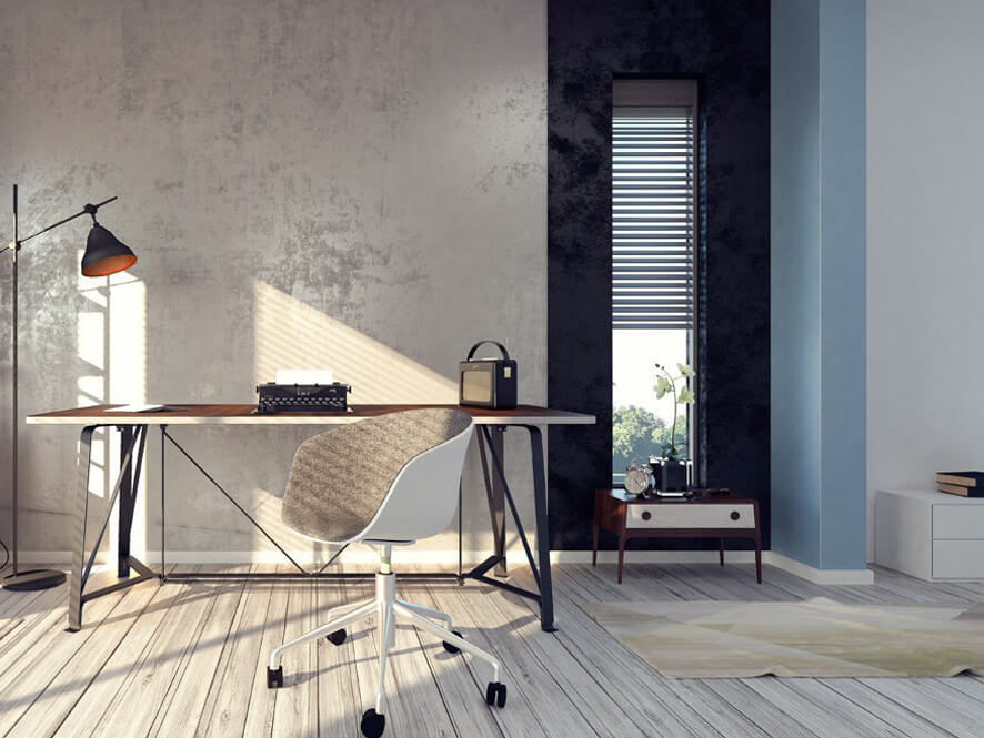 Wallpaper_Industrial_study_space_light_timber_floorboards__metal_desk_cream_rug_Blue_pillar